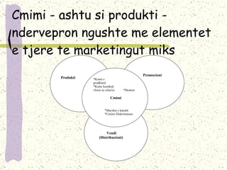 Cmimi - ashtu si produkti - ndervepron ngushte me elementet e tjere te marketingut miks 