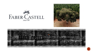 FABER CASTEL
Utiliza apenas madeira
reflorestada na
fabricação de seus lápis
 