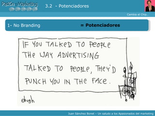 Cambia el Chip… Juan Sánchez Bonet – Un saludo a los Apasionados del marketing 1- No Branding =  Potenciadores 3.2  - Potenciadores 