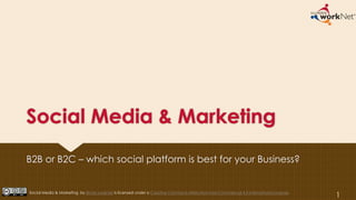 Social Media & Marketing
B2B or B2C – which social platform is best for your Business?
1Social Media & Marketing by Illinois workNet is licensed under a Creative Commons Attribution-Non-Commercial 4.0 International License.
 