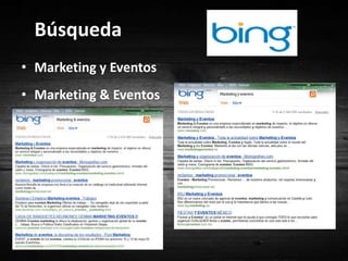 Modelo de Marketing1. CONVERSIÓN Marketing & Eventos cuenta con diferentes maneras que permiten convencer al consumidor dejando así un interés  en el servicio que este ofrece por medio de:  PAGINA  WEB  http://www.meventos.com/muestra detalladamente la información relevante  que permite que el consumidor interactué directamente  con  la organización, generando un escenario persuasivo para  cautivarlo.