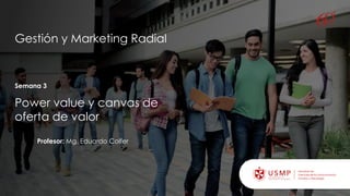Power value y canvas de
oferta de valor
Profesor: Mg. Eduardo Colfer
Gestión y Marketing Radial
Semana 3
 