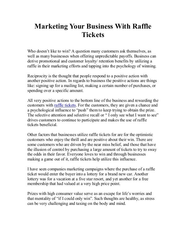 marketing your business with raffle tickets mailing raffle tickets