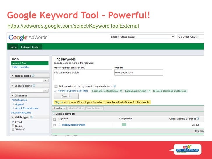google keyword tool external search