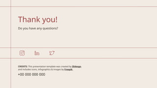 CREDITS: This presentation template was created by Slidesgo,
and includes icons, infographics & images by Freepik
Thank you!
Do you have any questions?
+00 000 000 000
 
