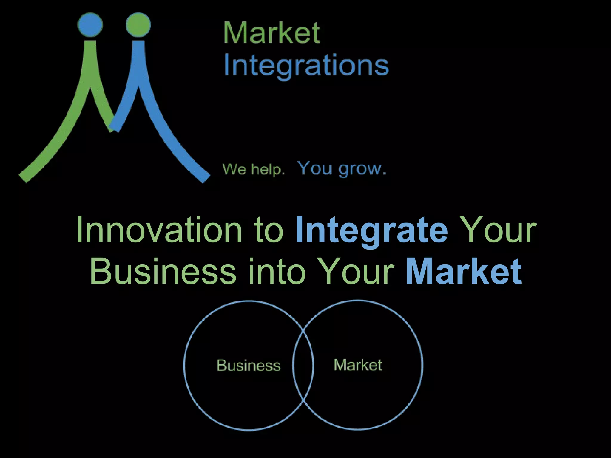 Innovation to Integrate Your
 Business into Your Market
 