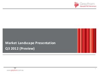Market Landscape Presentation
Q3 2012 (Preview)




                                1
 