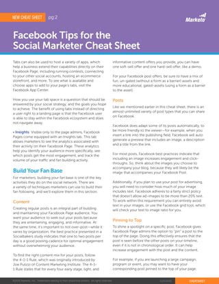 ©2015 Marketo, Inc. Trademarks belong to their respective owners. All rights reserved. 2/25/2015 CHEATSHEET
Facebook Tips ...