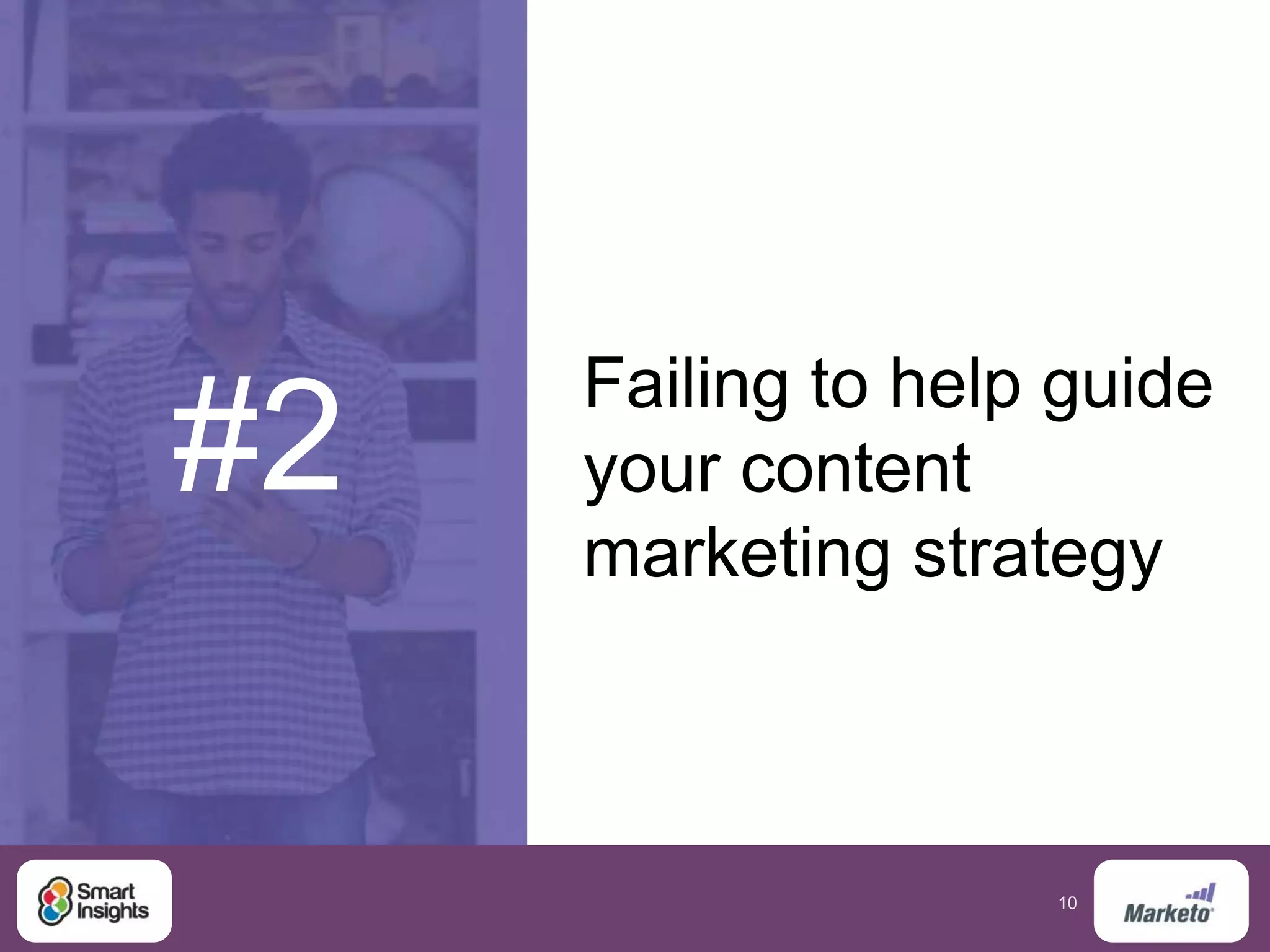 10
#2
Failing to help guide
your content
marketing strategy
 