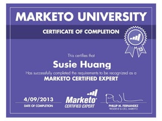 Marketo certified expert certificate