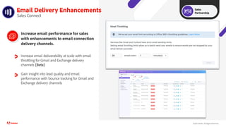 ©2021 Adobe. All Rights Reserved..
Increase email deliverability at scale with email
throttling for Gmail and Exchange delivery
channels (Beta)
Gain insight into lead quality and email
performance with bounce tracking for Gmail and
Exchange delivery channels
Email Delivery Enhancements
Sales Connect
Increase email performance for sales
with enhancements to email connection
delivery channels.
Sales
Partnership
 