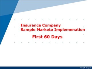 Marla P. Chupack
Insurance Company
Sample Marketo Implemenation
First 60 Days
 