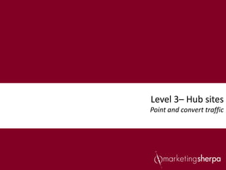 Level 3– Hub sites
Point and convert traffic
 