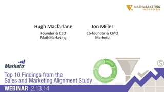 Hugh Macfarlane

Jon Miller

Founder & CEO
MathMarketing

Co-founder & CMO
Marketo

 