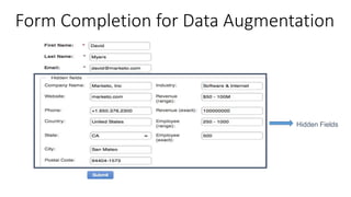 Form Completion for Data Augmentation
Hidden Fields
 