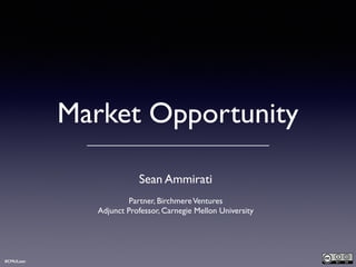 Market Opportunity
!
Sean Ammirati  
Partner, BirchmereVentures	

Adjunct Professor, Carnegie Mellon University
#CMULean
 