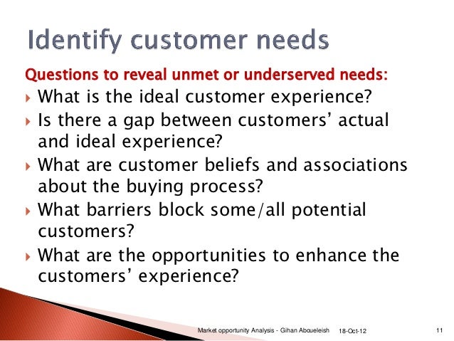 market opportunity analysis customer needs analysis