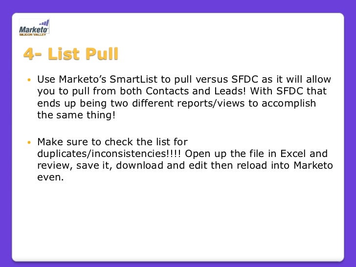 Marketo and SFDC Together Best Practices