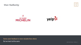 Jackson Square Ventures | Confidential | 15Jackson Square Ventures | Confidential | 15
User Authority
Some users feedback is more valuable than others
But we treat it all the same
 