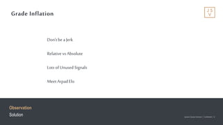 Jackson Square Ventures | Confidential | 6Jackson Square Ventures | Confidential | 6
Grade Inflation
Observation
Solution
Don’t bea Jerk
Relativevs Absolute
Lots ofUnused Signals
Meet ArpadElo
 