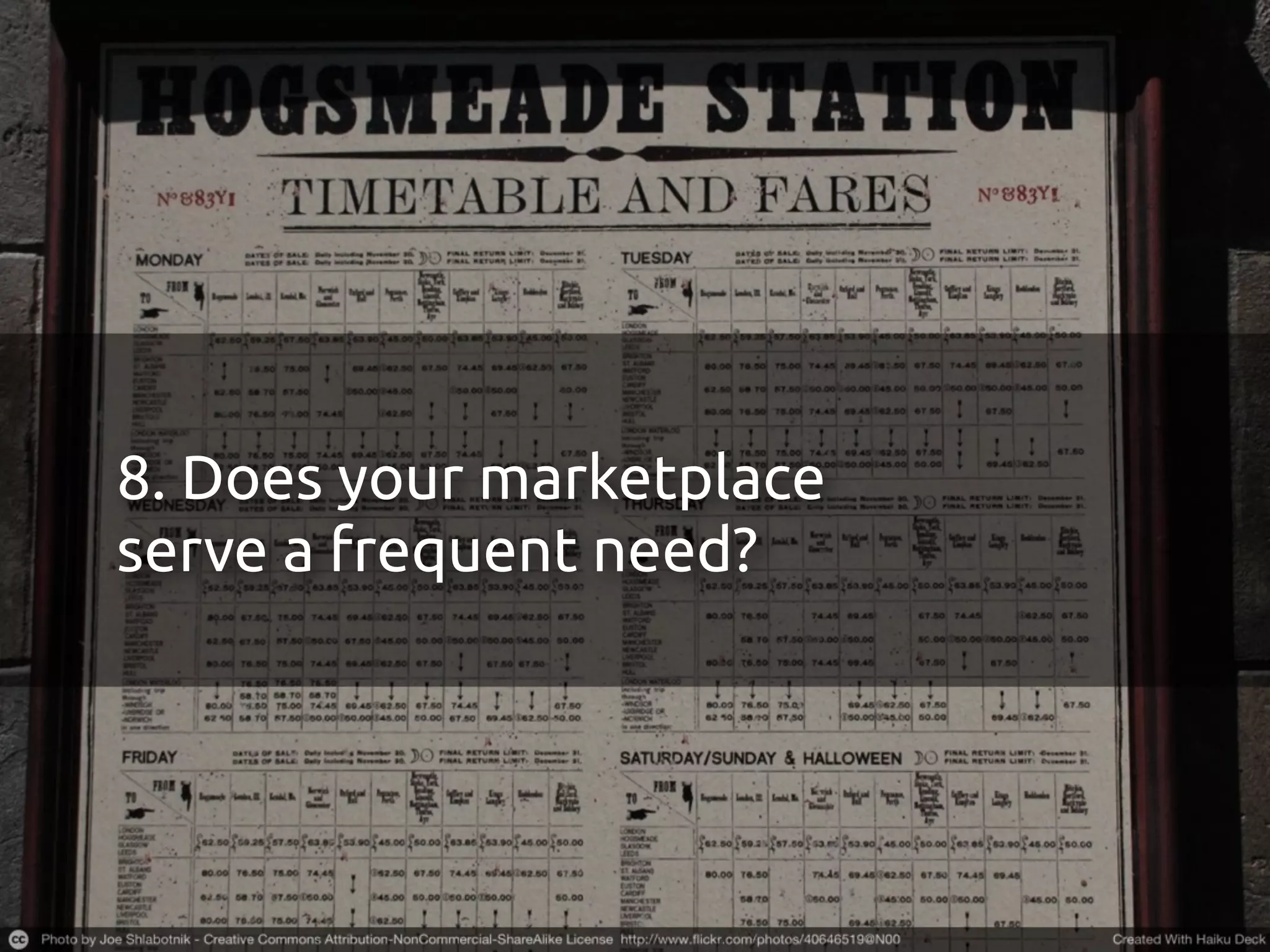 8. Does your marketplace
serve a frequent need?
 