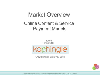 Crowdfunding Sites You Love Market Overview Online Content & Service  Payment Models 1.20.10 prepared by 