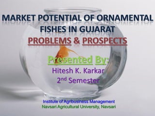 Presented By:
     Hitesh K. Karkar
      2nd Semester

Institute of Agribusiness Management
Navsari Agricultural University, Navsari
 