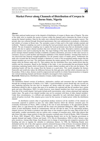 Market power along channels of distribution of cowpea in borno state