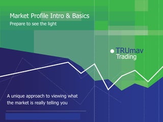 Market Profile Intro & Basics
Prepare to see the light

TRUmav
Trading

A unique approach to viewing what
the market is really telling you

financial
advisor

Address: 253 Main Street, #169, Matawan | Office: 732-591-9131 | Fax: 732-441-7344
www.financialadvisor.com

Address: 253 Main Street, #169, Matawan
Office: 732-591-9131 | Fax: 732-441-7344
www.financialadvisor.com

 