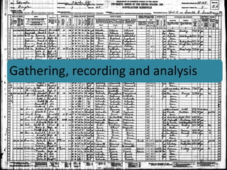 Gathering, recording and analysis
 