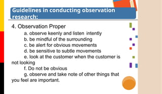 Observe Customer Entrepreneurship - Market Research Methodologies | PPT