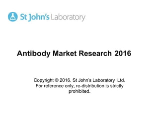 Antibody Market Research 2016
Copyright © 2016. St John’s Laboratory Ltd.
For reference only, re-distribution is strictly
prohibited.
 