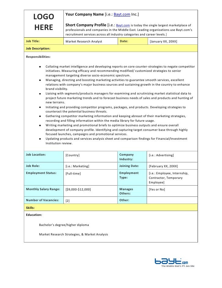 market research specialist job description