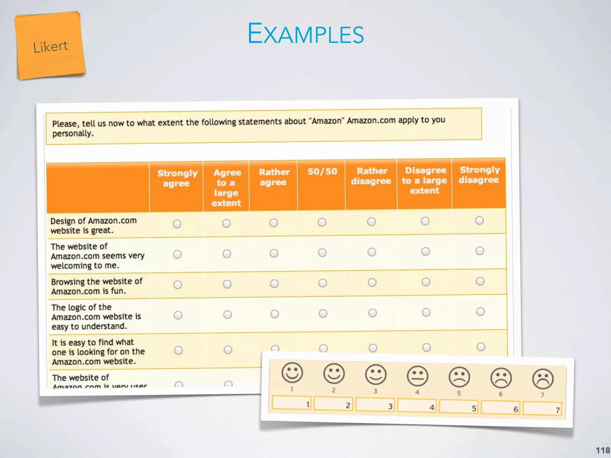 Continuous
Rating
EXAMPLES
118
Likert
 
