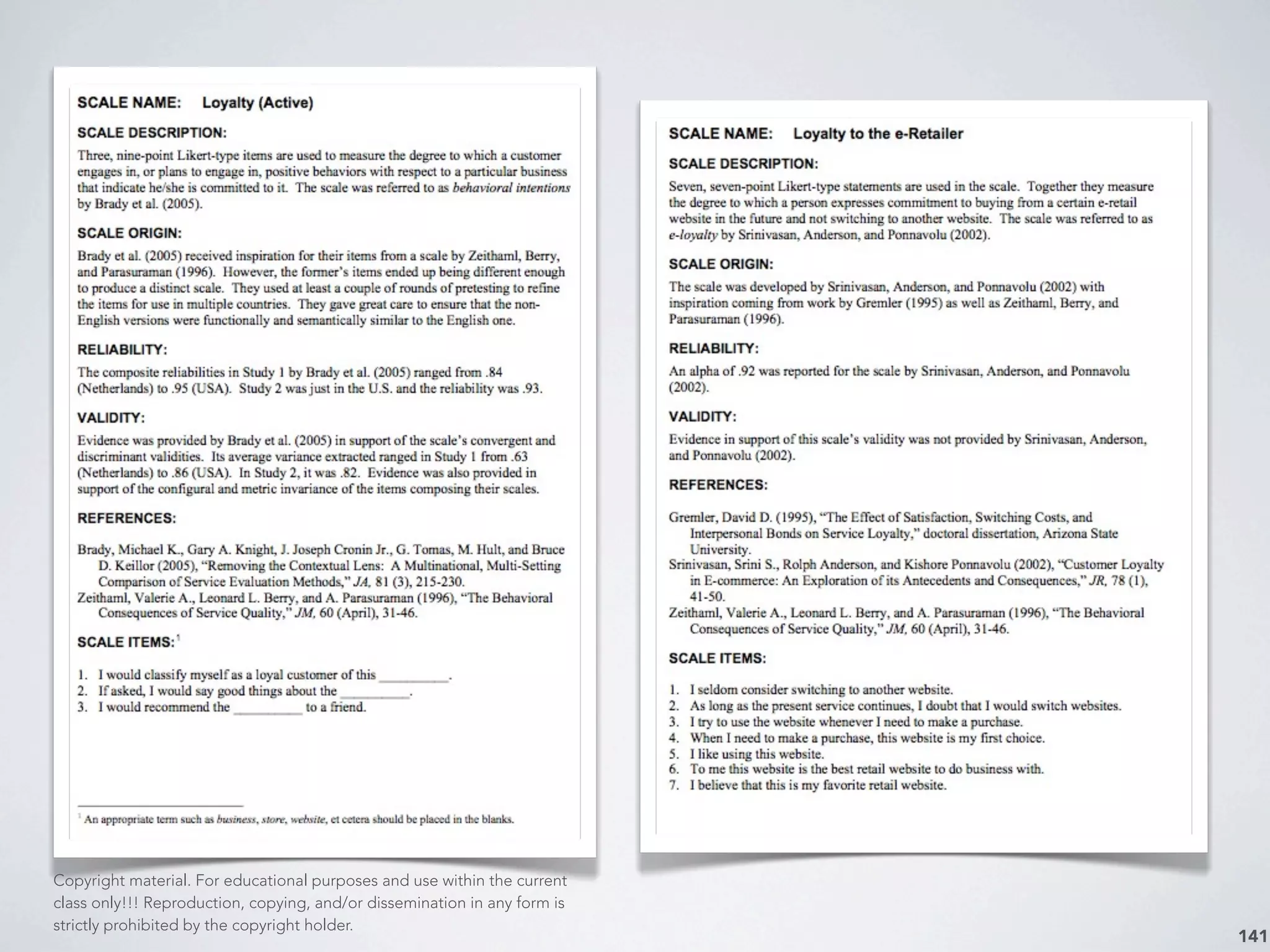 141
Copyright material. For educational purposes and use within the current
class only!!! Reproduction, copying, and/or dissemination in any form is
strictly prohibited by the copyright holder.
 