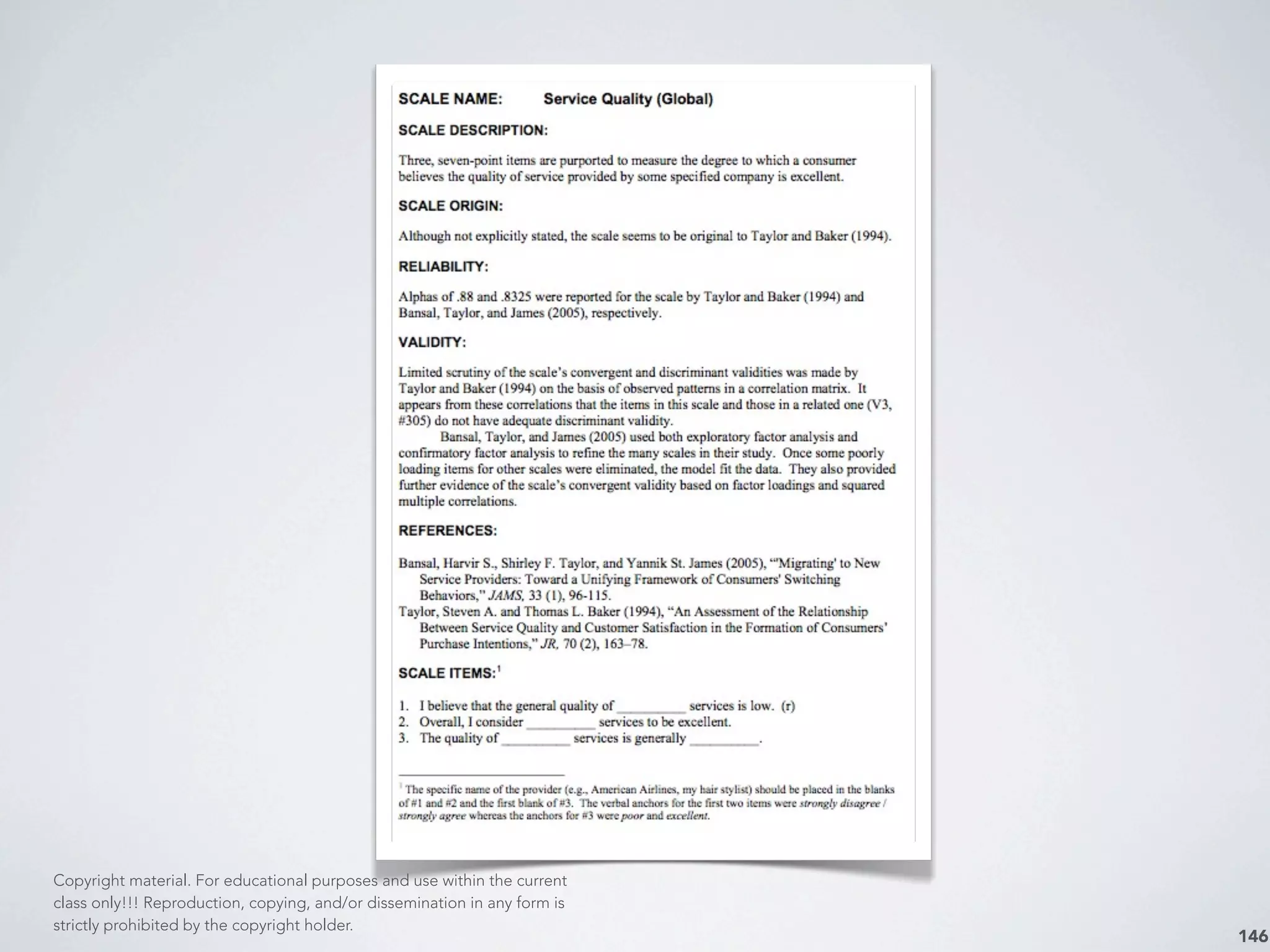 146
Copyright material. For educational purposes and use within the current
class only!!! Reproduction, copying, and/or dissemination in any form is
strictly prohibited by the copyright holder.
 