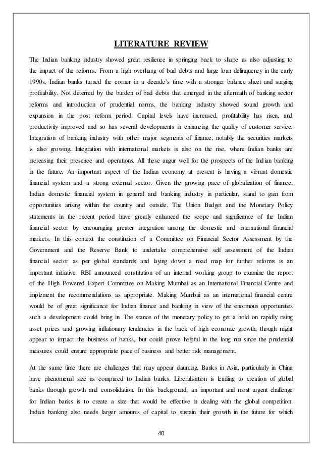 review of literature on indian banks review of literature on indian banks