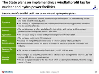 The State plans on implementing a windfall profit tax for 
The State plans on implementing a windfall profit tax for 
nucl...