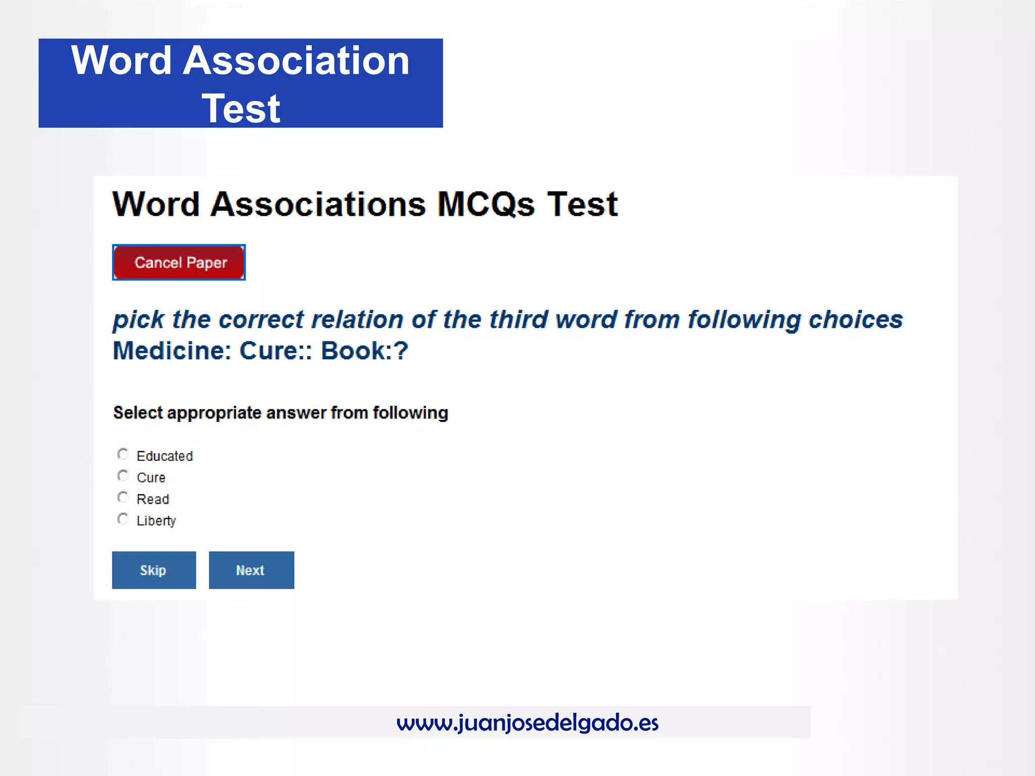 www.juanjosedelgado.es
Word Association
Test
 