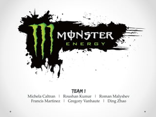 Team 1
Michela Caltran | Roushan Kumar | Roman Malyshev
Francis Martinez | Gregory Vanhaute | Ding Zhao
 
