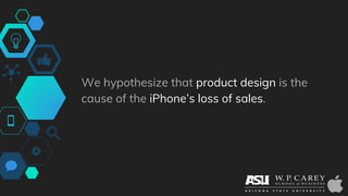 We hypothesize that product design is the
cause of the iPhone’s loss of sales.
 
