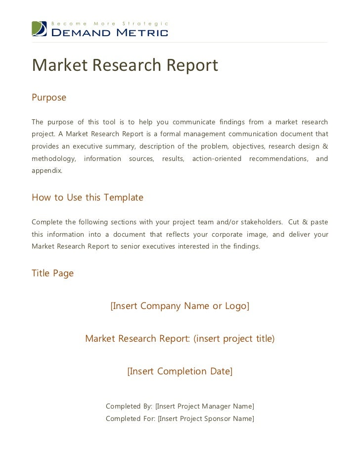 market research project report