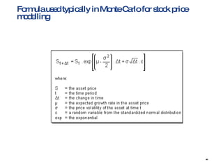 Formula used typically in Monte Carlo for stock price modelling 