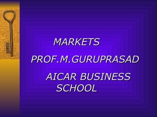 MARKETS PROF.M.GURUPRASAD AICAR BUSINESS SCHOOL 