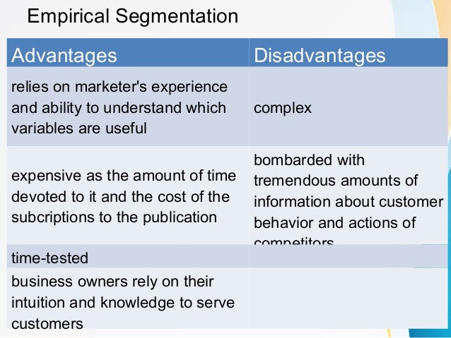 what are the advantages and disadvantages of segmentation