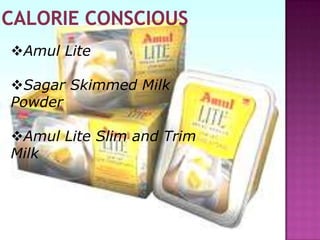 Amul Lite
Sagar Skimmed Milk
Powder
Amul Lite Slim and Trim
Milk
 