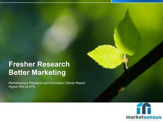 Fresher Research
Better Marketing
Marketsensus Research and Innovation Clients Report
Higher ROI of 87%
 