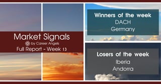 Market Signals
by Career Angels
Full Report - Week 13
Winners of the week
DACH
Germany
Losers of the week
Iberia
Andorra
 