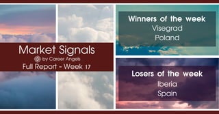 Market Signals
by Career Angels
Full Report - Week 17
Winners of the week
Visegrad
Poland
Losers of the week
Iberia
Spain
 
