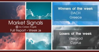 Market Signals
by Career Angels
Full Report - Week 26
Winners of the week
Visegrad
Cyprus
Losers of the week
DACH
Greece
 